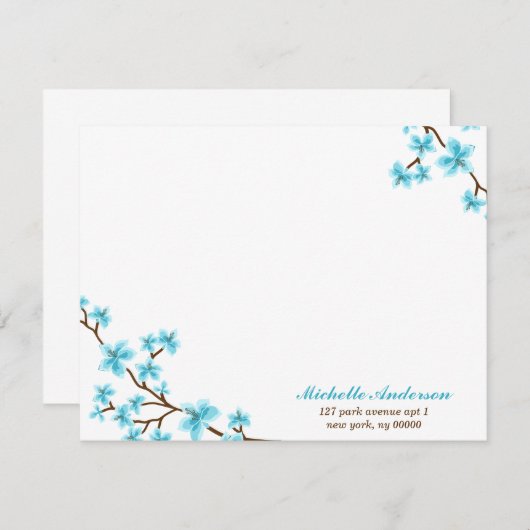 Kleurige Kersenbloesem Platte Notitiekaarten Aange Kaart (Voorkant / Achterkant)