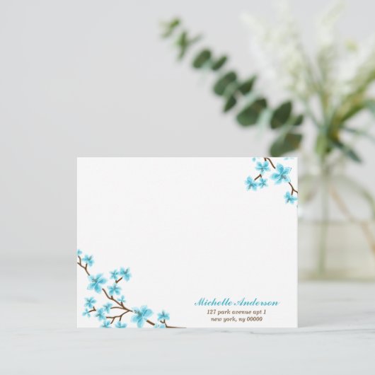 Kleurige Kersenbloesem Platte Notitiekaarten op Ma Kaart (Staand voorkant)