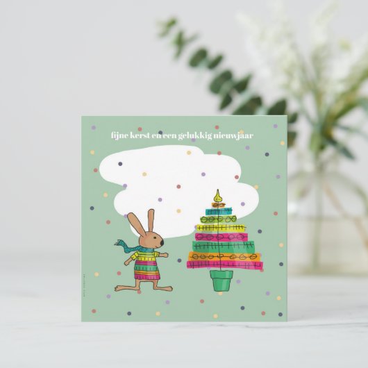 kleurige kerstboom kaart (Staand voorkant)