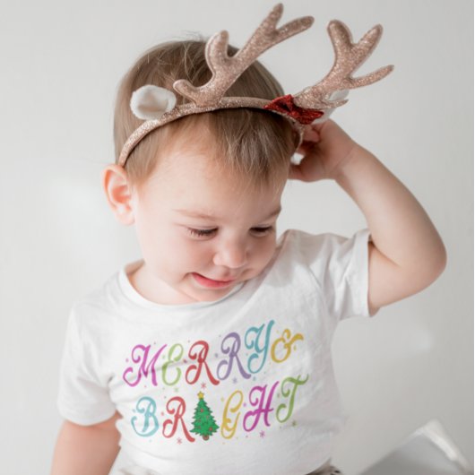 Kleurige Kerstboom Merry & Bright Kinder Shirts