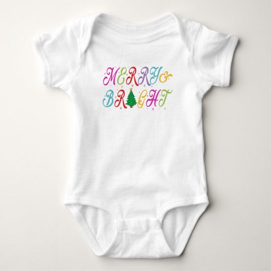 Kleurige Kerstboom Merry & Bright Romper (Voorkant)