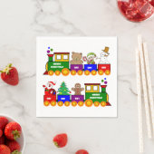 Kleurige Kerstmis Trein Speelgoed Servet (Insitu)
