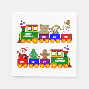 Kleurige Kerstmis Trein Speelgoed Servet