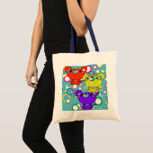 Kleurige kitty op cirkels boodschappentas tote bag (Voorkant (product))