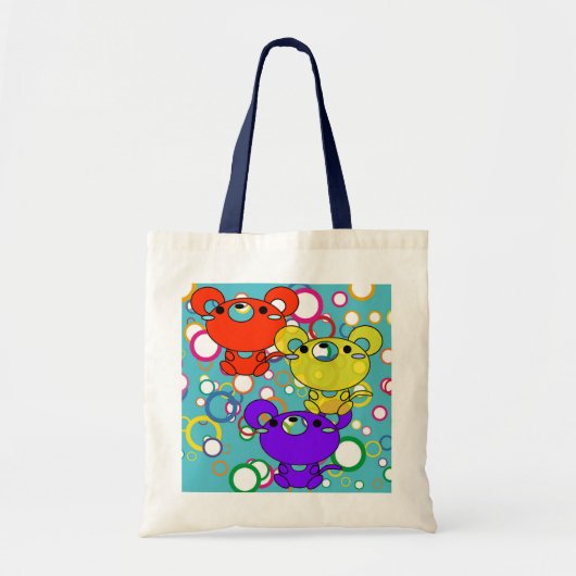 Kleurige kitty op cirkels boodschappentas tote bag (Voorkant)