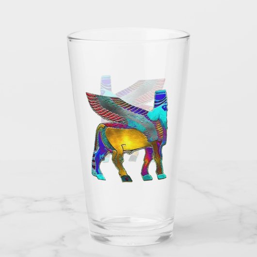 Kleurige Lamassu Glas Cup (Voorkant)