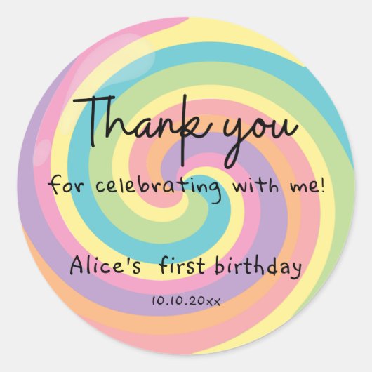 Kleurige Lollypop Bedankt Ronde Sticker (Voorkant)