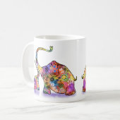Kleurige Moeder en Baby Olifant Mok (Voorkant links)