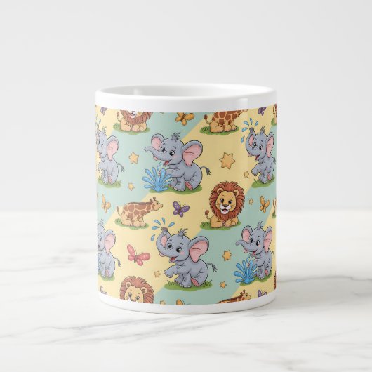 Kleurige mok met speelse dierillustraties (Voorkant)