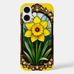 Kleurige narcis in gouden lijst iPhone 16 hoesje