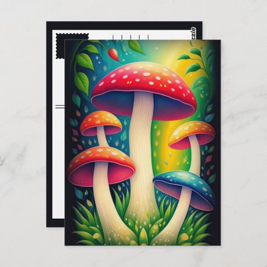 kleurige paddenstoelen briefkaart (Voorkant / Achterkant)