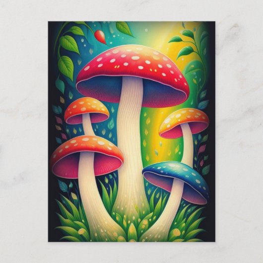 kleurige paddenstoelen briefkaart (Voorkant)