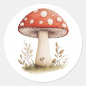 kleurige paddenstoelen ronde sticker (Voorkant)