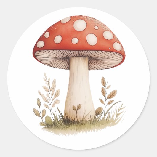 kleurige paddenstoelen ronde sticker (Voorkant)