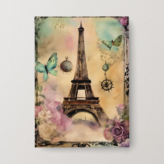 Kleurige Paris Thema Knop Button (Voorkant)
