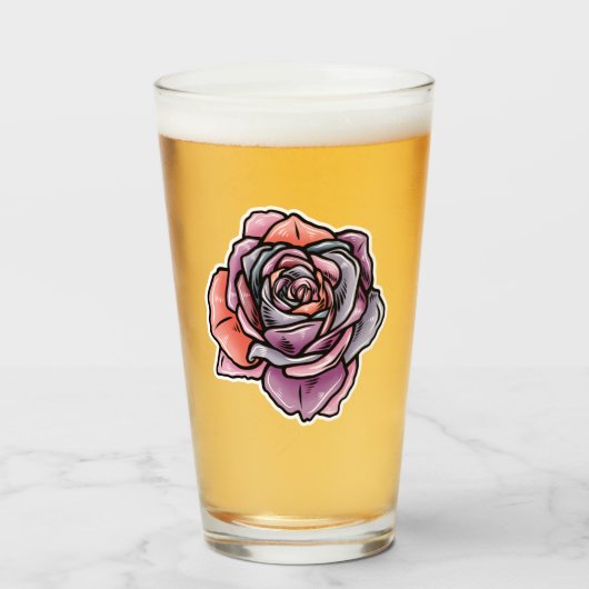 Kleurige Roos Bloem Glas (Voorkant gevuld)