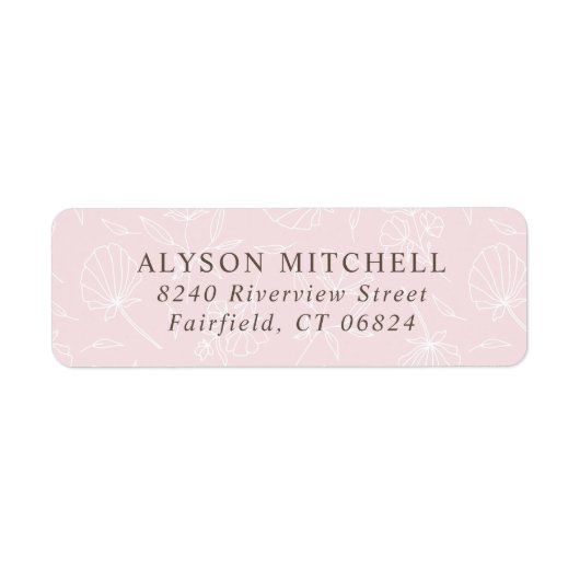 Kleurige Roze Bloem Retouradres Etiket (Voorkant)