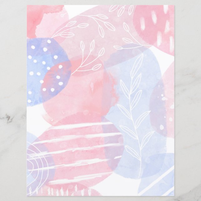 Kleurige Roze en Blauwe Abstracte Scrapbook Papier (Voorkant)