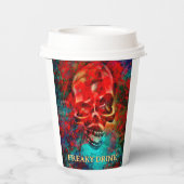 Kleurige schedel. Freaky Drink Papieren Bekers (Achterkant)