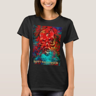 Kleurige schedel. Gelukkig Halloween T-shirt