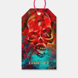 Kleurige schedel. Griezelig geschenk Cadeaulabel