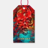 Kleurige schedel. Griezelig geschenk Cadeaulabel (Achterkant)