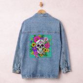 kleurige schedel met bloemen denim jacket (Hangar)