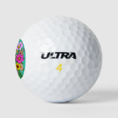 kleurige schedel met bloemen golfballen (Logo)