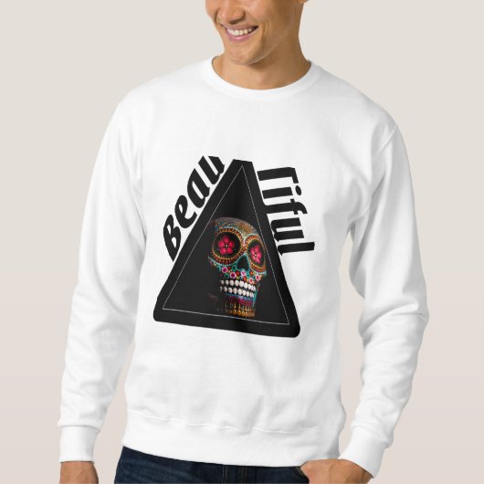 Kleurige Schedel "Mooi" T-Shirt (Voorkant)