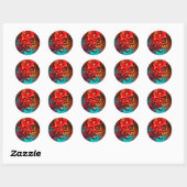 Kleurige schedel ronde sticker (Vel)