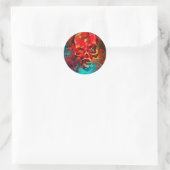 Kleurige schedel ronde sticker (Tas)