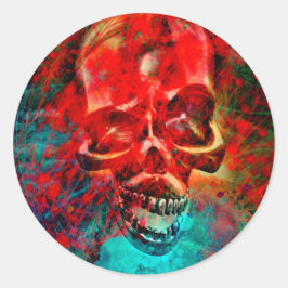 Kleurige schedel ronde sticker