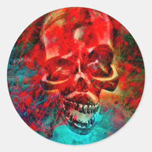 Kleurige schedel ronde sticker