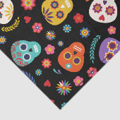 Kleurige Schedelbloemen Suiker Halloween Feestcade Tissuepapier (Detail)