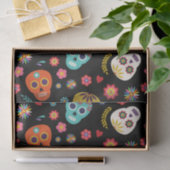 Kleurige Schedelbloemen Suiker Halloween Feestcade Tissuepapier (Geschenk)