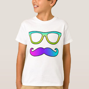 kleurige snor en bril t-shirt