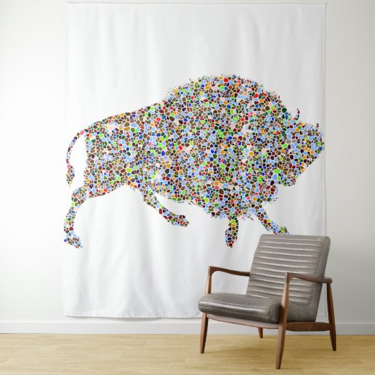 Kleurige stier wandtapijt wandkleed (In situ)