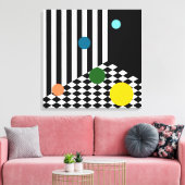 Kleurige stuiterende ballen Zwart-wit kamer Canvas Afdruk (Insitu (Woonkamer))