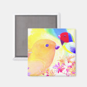 Kleurige Tie-Dye Vogels Magneet (Voorkant / Achterkant)
