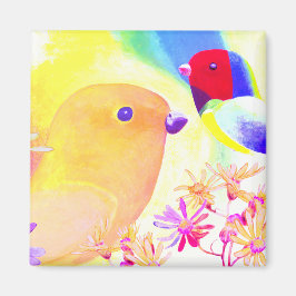 Kleurige Tie-Dye Vogels Magneet