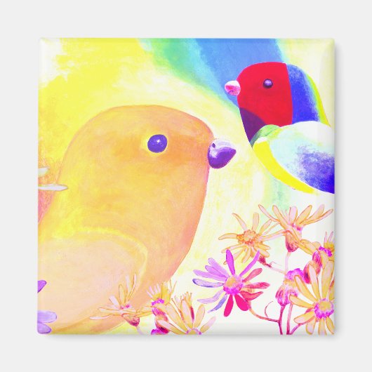 Kleurige Tie-Dye Vogels Magneet (Voorkant)