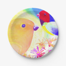 Kleurige Tie-Dye Vogels Papieren Bordje