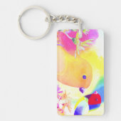Kleurige Tie-Dye Vogels Sleutelhanger (Voorkant)
