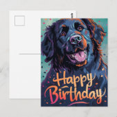 Kleurige verjaardag van Newfoundlander Briefkaart (Voorkant / Achterkant)