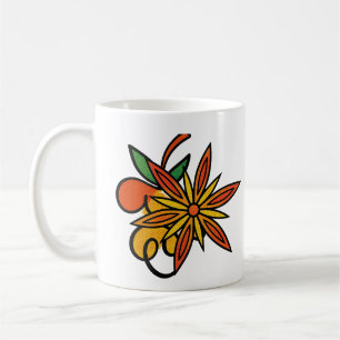 Kleurige vintage botanische bloem ontwerp mok
