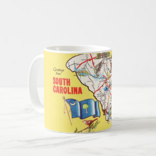 Kleurige vintage South Carolina kaart mok