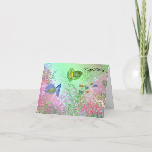 Kleurige vis verjaardagswensen kaart (Voorkant)