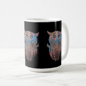 Kleurige Vreemde Uil Mok Koffie Thee (Voorkant rechts)
