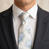 Kleurige Waterverf Zachtblauwe Hortensia Bloemmoti Stropdas