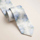 Kleurige Waterverf Zachtblauwe Hortensia Bloemmoti Stropdas